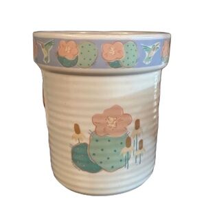 Camarillo Ceramic Cactus and Hummingbird Treasure Craft 1989 USA Crock‎  Jar